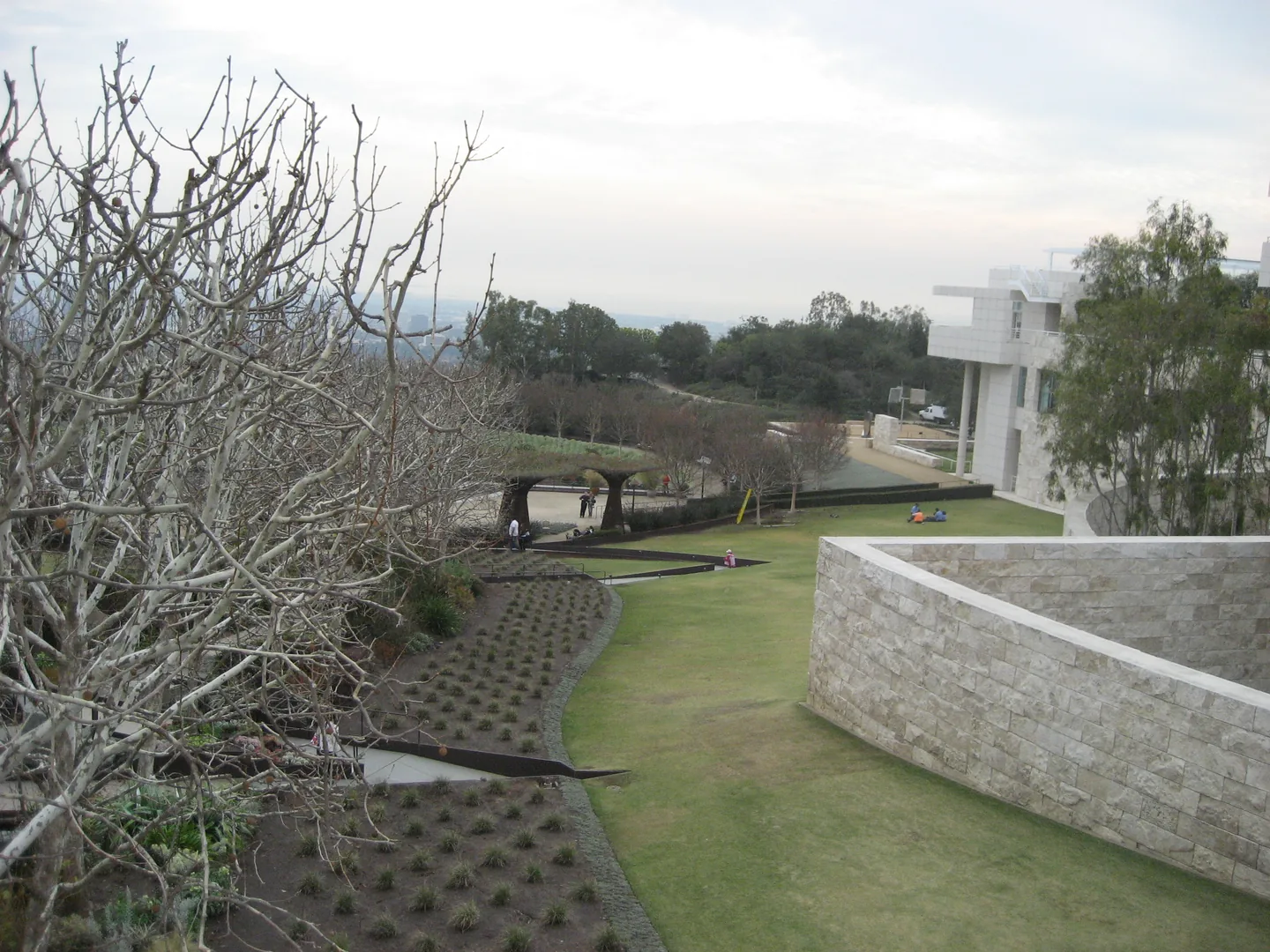 The Central Garden and pale stone architecture at the Getty Center in Los Angeles